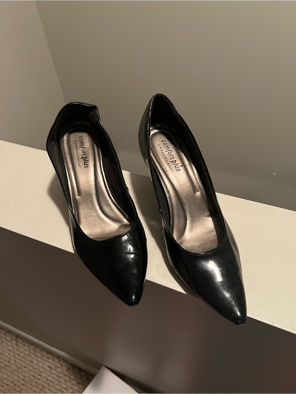 comfort plus by Predictions Black Patent Pointed-Toe Pumps